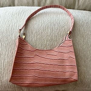 Light Pink Croc Embossed Handbag.
